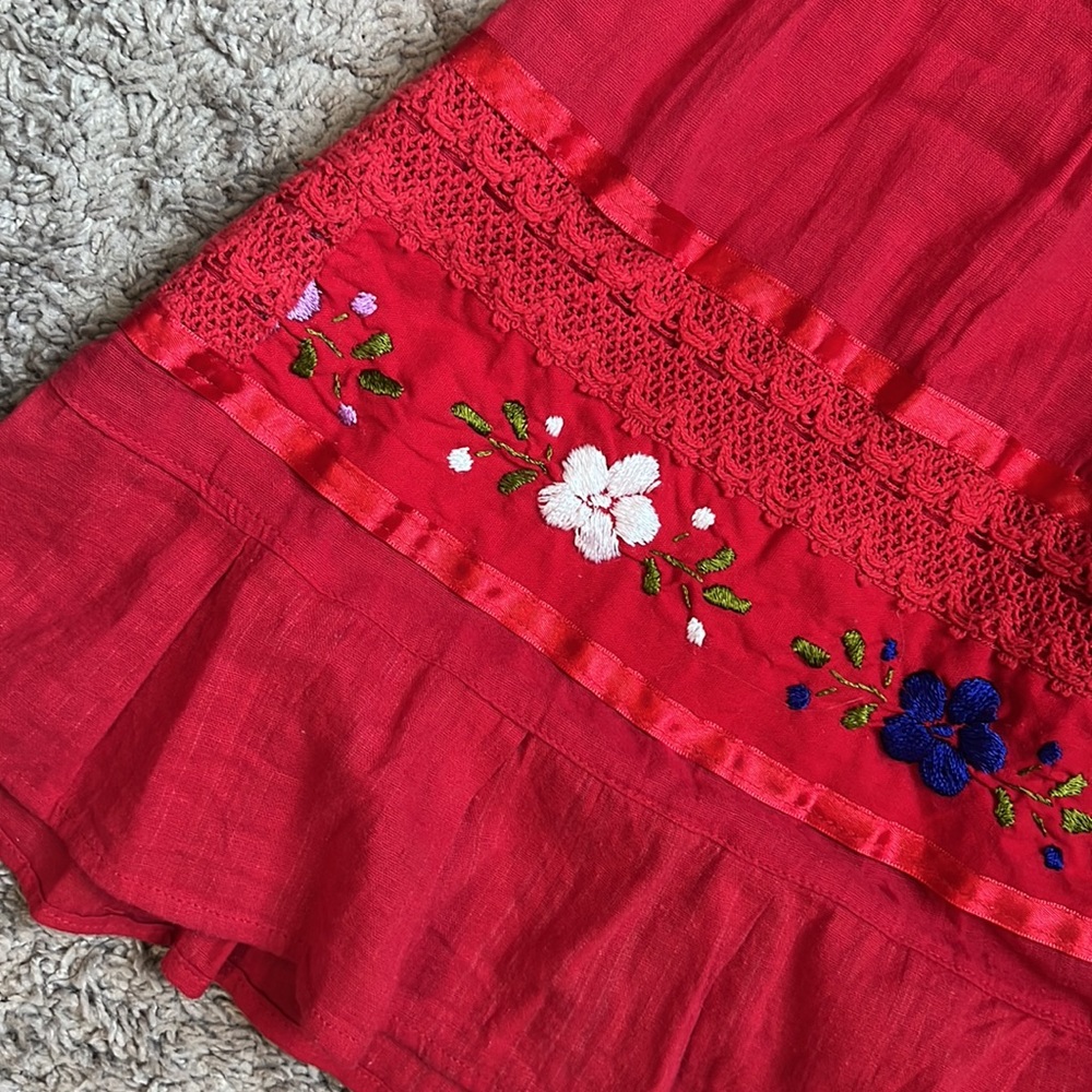 Girls Mexican Traditional Embroidered Dress - 8 - Picture 3 of 6